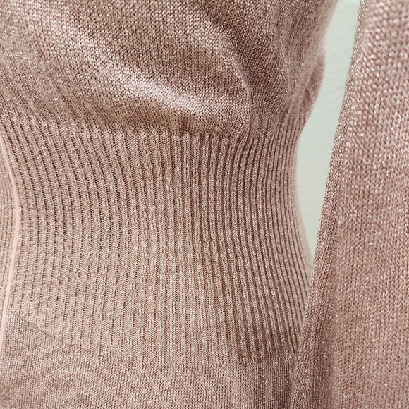 VINTAGE 70s Shayne METALLIC ROSE GLITTER Maxi Dress ,Long Sleeve,Women's Small - Picture 5 of 9